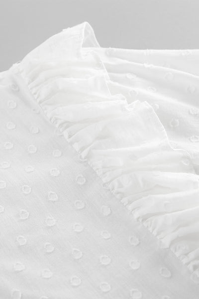 White Ruffled Dot Top and Shorts Set