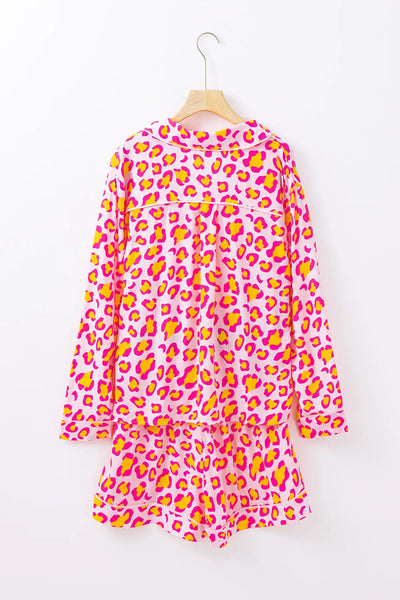 Leopard Collared Neck Lounge Set