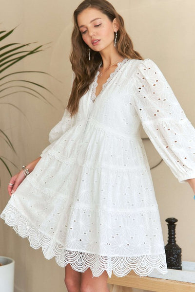 White Eyelet Babydoll Dress