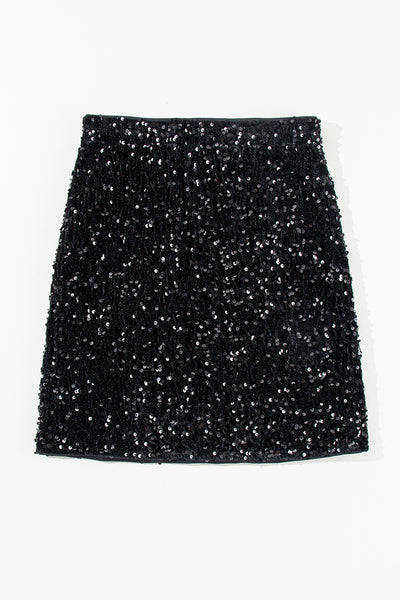 Black Sequins Mini Skirt
