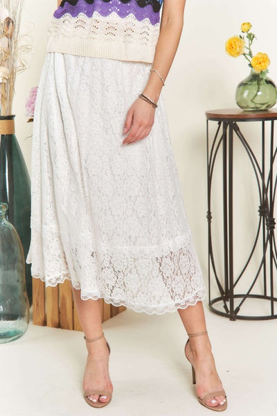 White Lace Midi Skirt