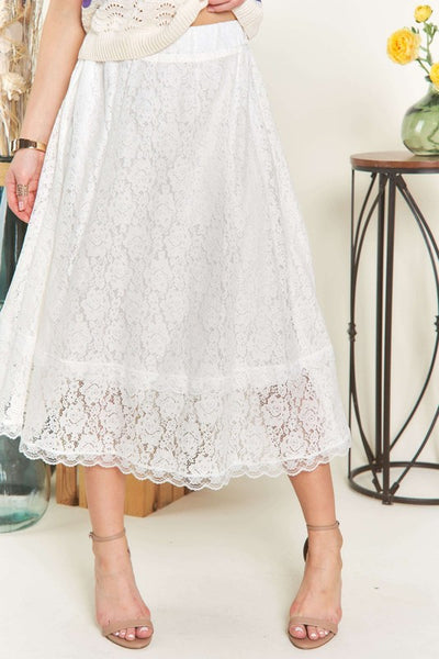 White Lace Midi Skirt