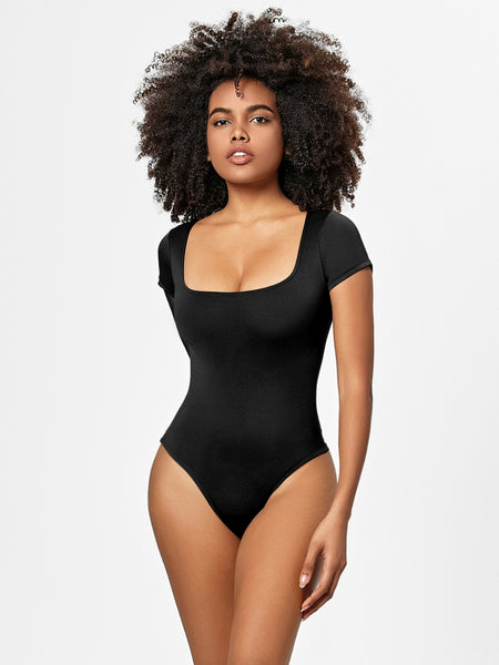 Square Neck Short Sleeve Bodysuit+