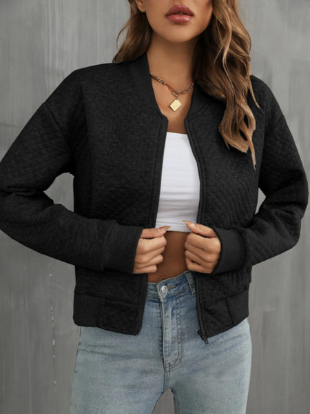 Quilted Zip Up Long Sleeve Jacket