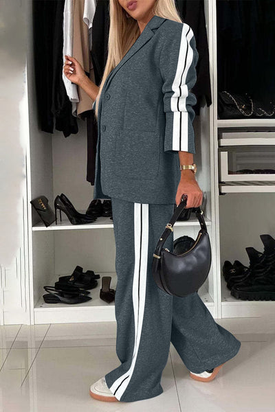 Cozy Blazer and Wide Leg Pants Set