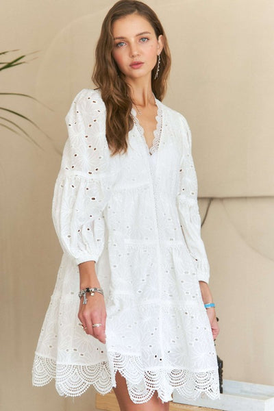 White Eyelet Babydoll Dress