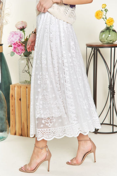 White Lace Midi Skirt