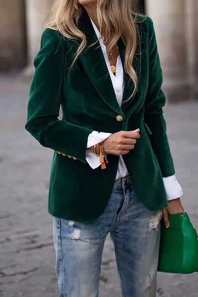 Green Velvet Blazer