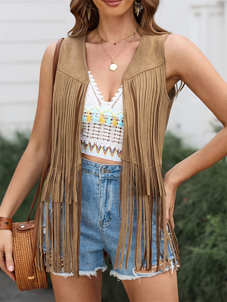 Fringe Open Front Vest