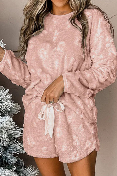Comfy Long Sleeve Top and Shorts Lounge Set