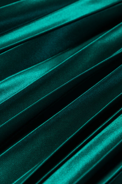 Deep Teal Pleated Midi Skirt