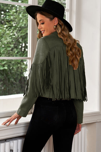 Fringe Trim Cropped Blazer