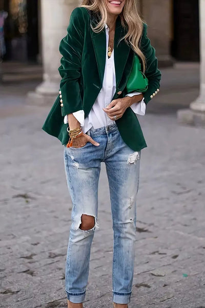 Green Velvet Blazer