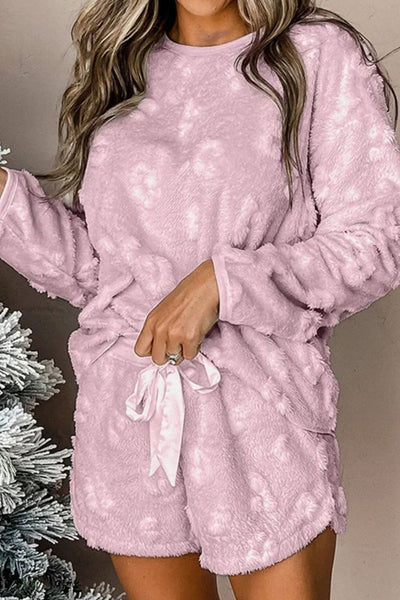 Comfy Long Sleeve Top and Shorts Lounge Set