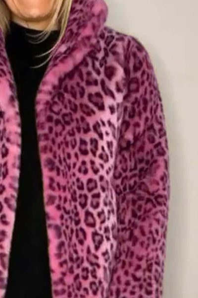 Leopard Furry Long Sleeve Coat