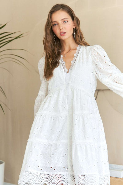 White Eyelet Babydoll Dress