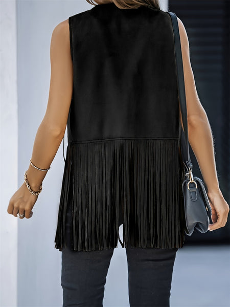Fringe Open Front Vest