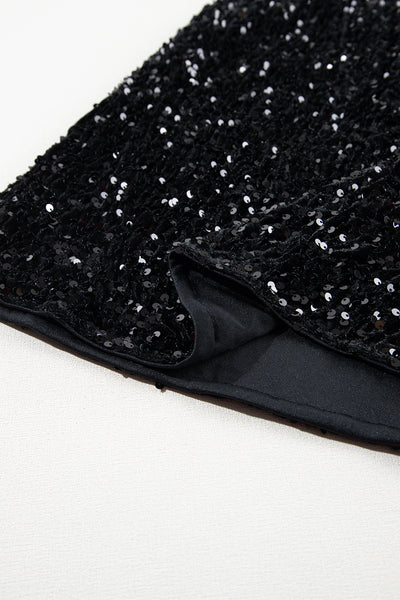 Black Sequins Mini Skirt