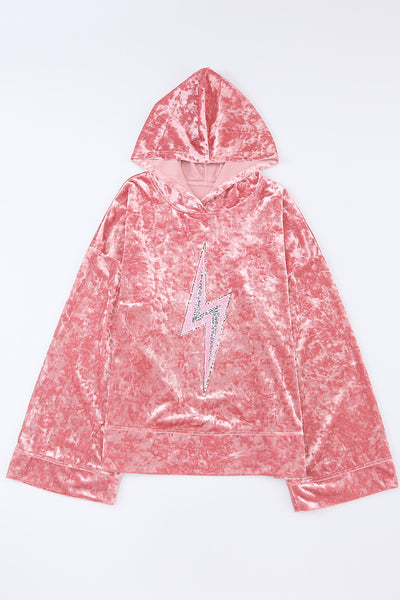 She's Powerful Thunderbolt Crushed Velvet Hoodie
