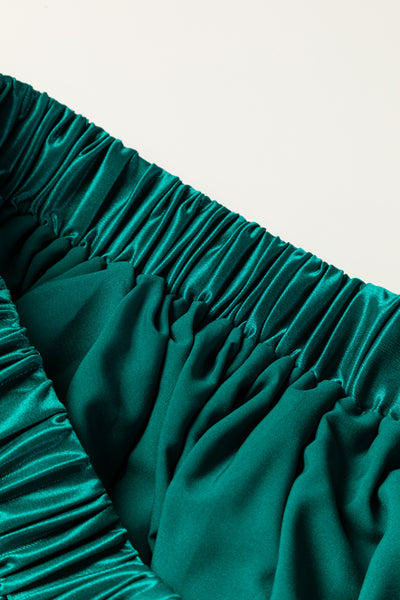 Deep Teal Pleated Midi Skirt
