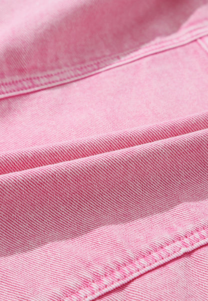 Pink Studded Button Up Denim Jacket