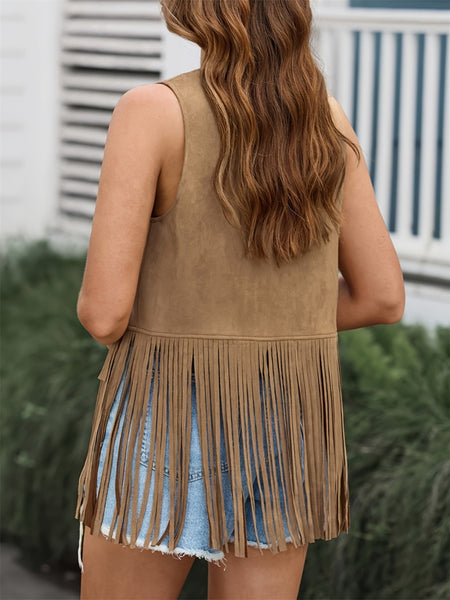 Fringe Open Front Vest