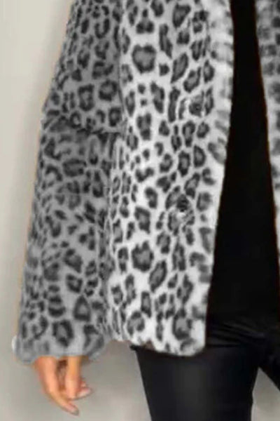 Leopard Furry Long Sleeve Coat
