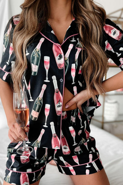Champagne Short Sleeve Top and Shorts Set