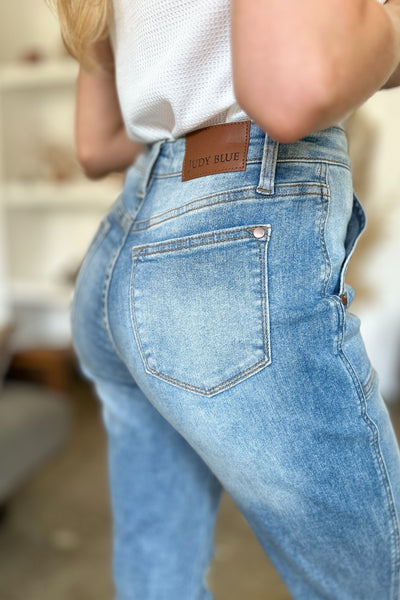 Distressed Leg Straight Jeans