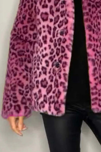 Leopard Furry Long Sleeve Coat