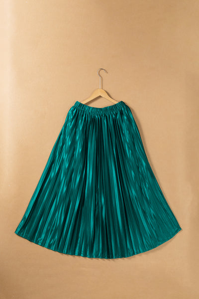 Deep Teal Pleated Midi Skirt