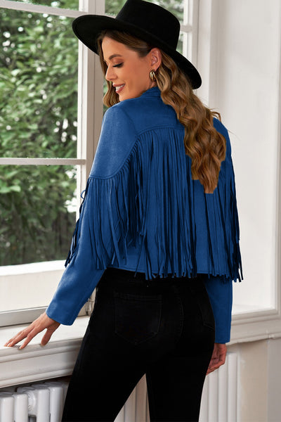 Fringe Trim Cropped Blazer