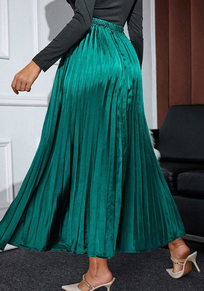 Deep Teal Pleated Midi Skirt