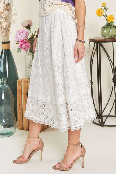 White Lace Midi Skirt