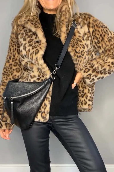 Leopard Furry Long Sleeve Coat