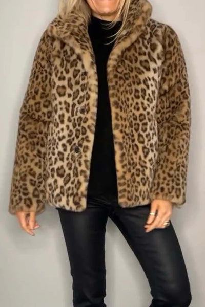 Leopard Furry Long Sleeve Coat