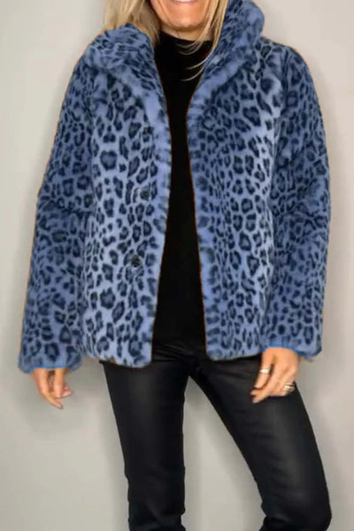 Leopard Furry Long Sleeve Coat