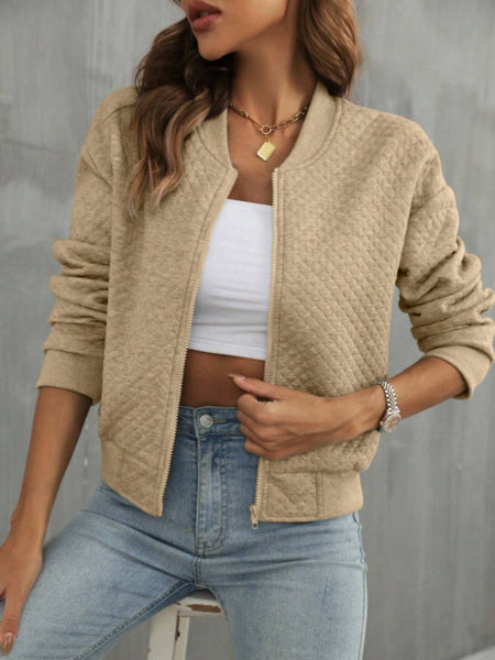 Quilted Zip Up Long Sleeve Jacket