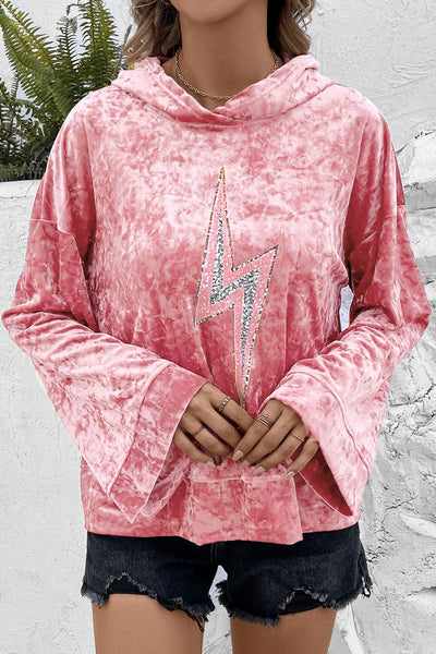 She's Powerful Thunderbolt Crushed Velvet Hoodie