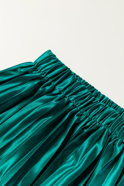 Deep Teal Pleated Midi Skirt