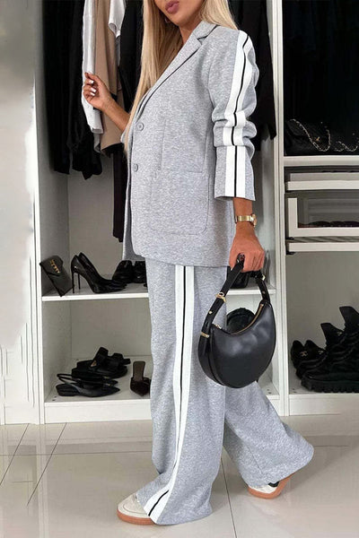 Cozy Blazer and Wide Leg Pants Set