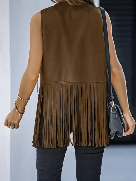 Fringe Open Front Vest