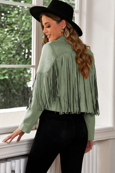 Fringe Trim Cropped Blazer