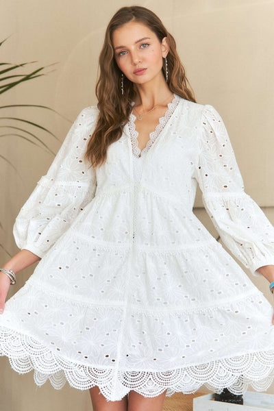 White Eyelet Babydoll Dress