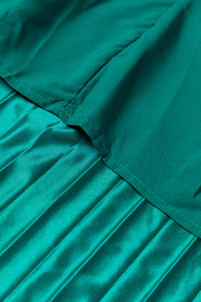 Deep Teal Pleated Midi Skirt