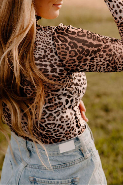 Leopard Long Sleeve Turtleneck Bodysuit