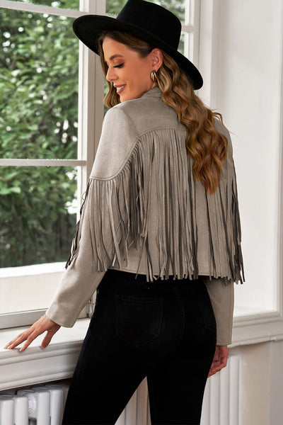 Fringe Trim Cropped Blazer