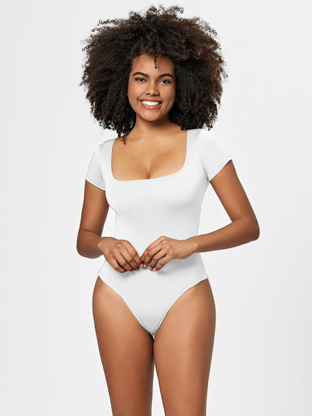 Square Neck Short Sleeve Bodysuit+
