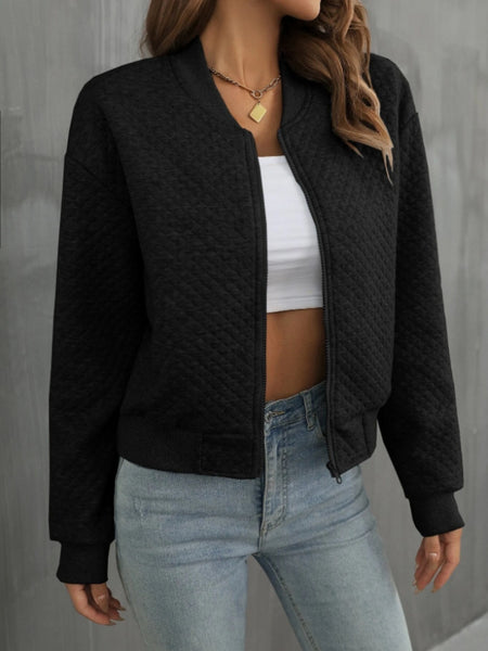 Quilted Zip Up Long Sleeve Jacket