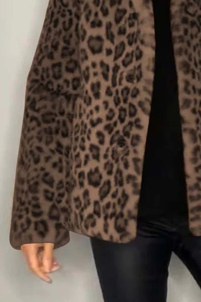 Leopard Furry Long Sleeve Coat
